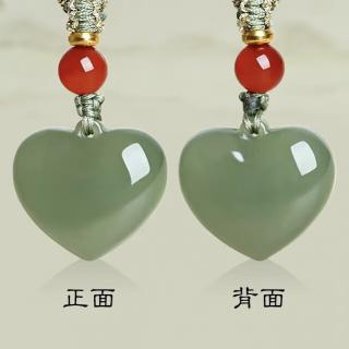 玉语颜和田玉爱心吊坠青玉湖水绿心心相印挂件男女情侣款玉佩玉饰品